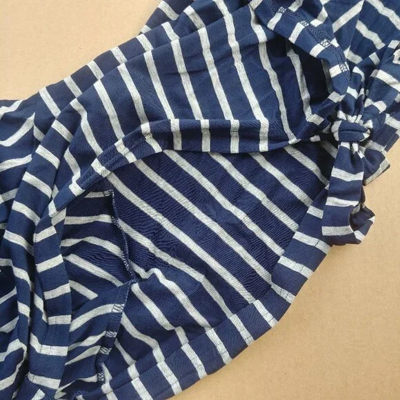 Weekend Suzanne Betro navy blue stripes open bow sleeve stretchy top blo… - Picture 4 of 14